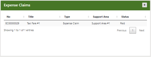 Support Area Expense Claims Section Help