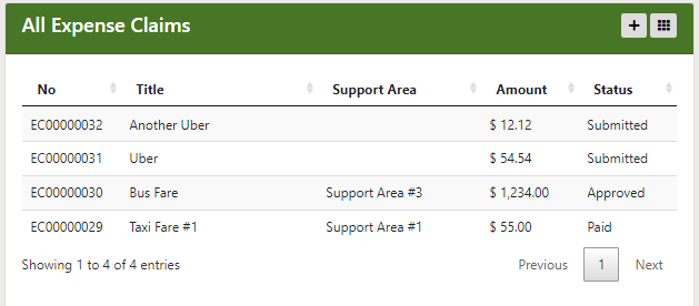 Plan Details All Expense Claims Section Help