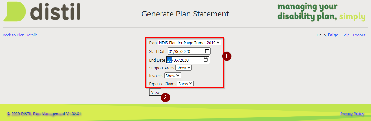 Plan Details My Plan Section Help