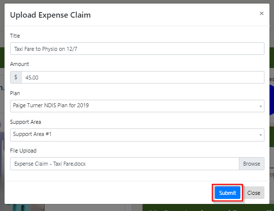 Upload Expense Claim Data Form Help