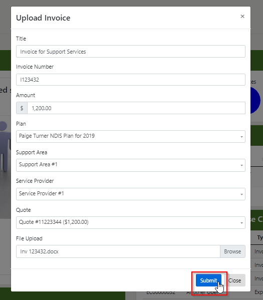 Upload Invoice Data Form Help