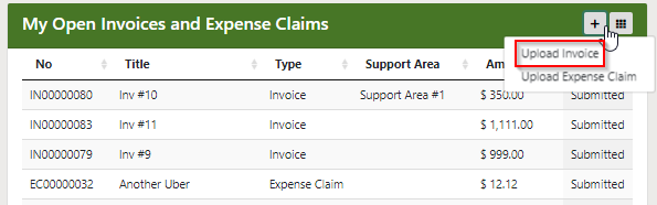 Upload Invoice Option Selection Help